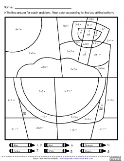 Mystery Picture: Summer Scenes 2 Addition Worksheet