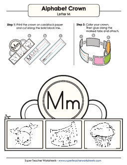 Crown: Letter M Alphabet Worksheet