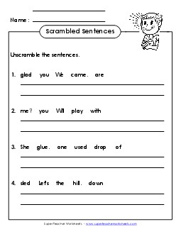 Scrambled Sentences (A-14) Spelling A Worksheet