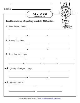 ABC Order - Word Sets (B-16) Spelling B Worksheet