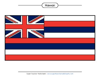 Hawaii State Flag (Full-Color Version) States Individual Worksheet