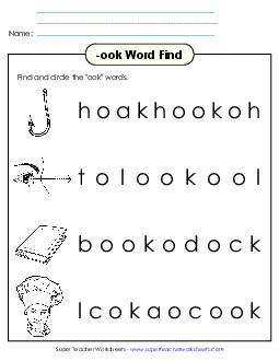 Circle the Words (-ook) Word Families Worksheet