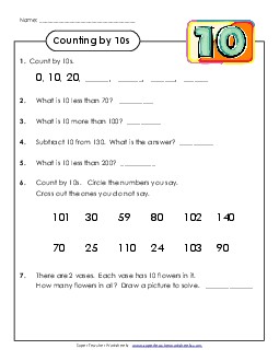 Questions: Counting by 10s Worksheet