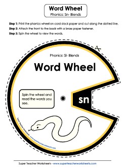 Word Wheel (Sn- Blends)  Phonics Blends Worksheet