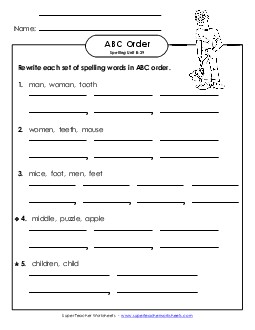 ABC Order - Word Sets (B-29) Spelling B Worksheet