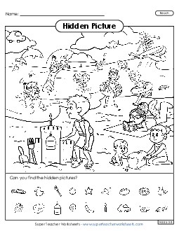 Beach Free Hidden Pictures Worksheet