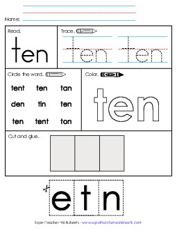 Worksheet 2: Ten Sight Words Individual Worksheet