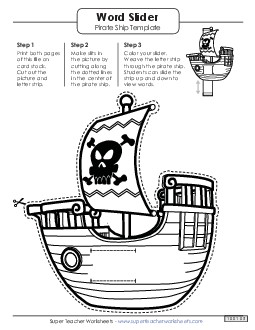 Word Slider: Pirate (Left - Word Parts) Templates Worksheet