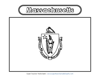 Massachusetts Flag Coloring Page States Individual Worksheet