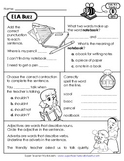 ELA Buzz: Week 15 Worksheets 71 through 75 Daily Ela Review Worksheet