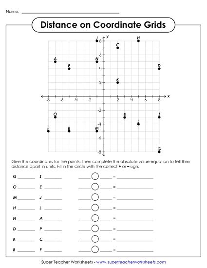aDistance on Coordinate Grid Practice