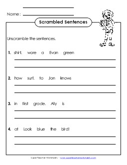 Scrambled Sentences (A-29) Spelling A Worksheet