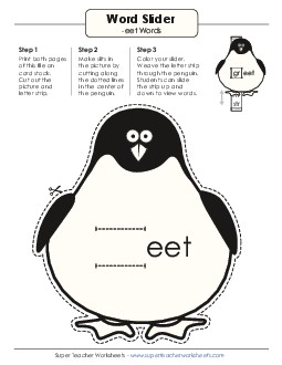 Word Slider (-eet Words) Word Families Worksheet