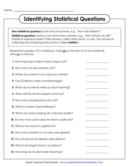 aIdentifying Statistical Questions