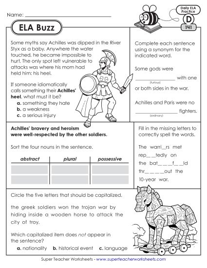aELA Buzz: Week 29<br>Worksheets 141 through 145