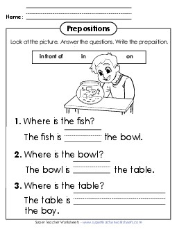 Fill in the Blanks (Prepositions) Worksheet