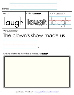 Worksheet 3: Laugh Free Sight Words Individual Worksheet