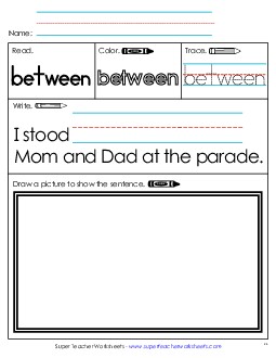 Worksheet 3: Between Sight Words Individual Worksheet