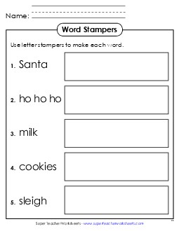 Letter Stampers Christmas Worksheet