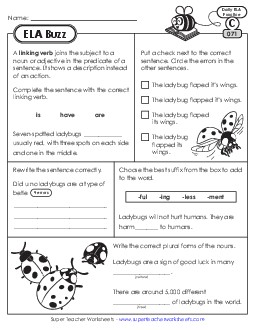 New ELA Buzz: Week 15<br>Worksheets 71 through 75 Worksheet