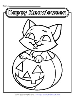 Happy Meowloween Halloween Worksheet