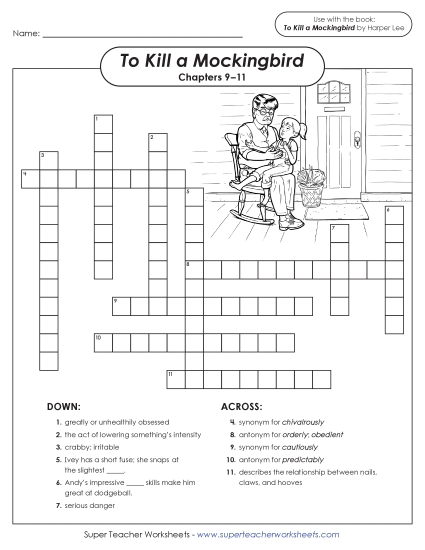 New Vocabulary Crossword: Chapters 9–11 Worksheet