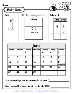 Math Buzz: Week 24 Worksheets 116 through 120 Daily Math Review Worksheet