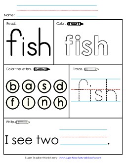 Worksheet 1: Fish Free Sight Words Individual Worksheet