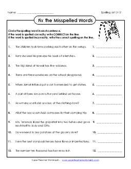 Fix the Mistakes (D-12) Spelling D Worksheet