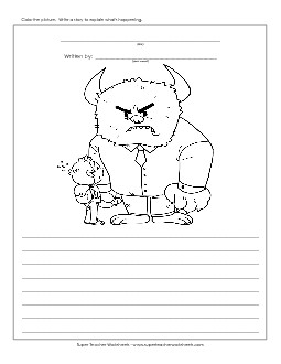 Monster Meanie Writing Storypics Worksheet