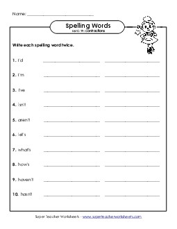 Write Twice (C-19) Spelling C Worksheet