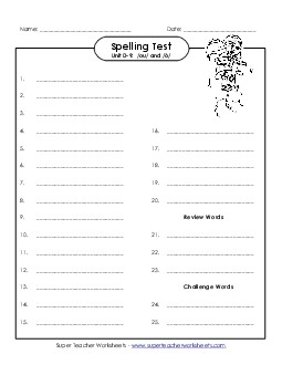 Spelling Test (D-9) Free Spelling D Worksheet