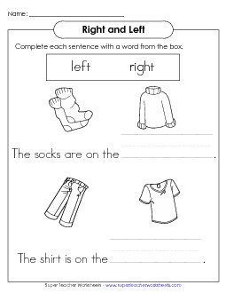 Clothes: Left and Right Right Left Worksheet