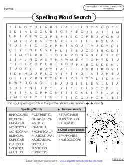 Word Search (F-30) Spelling F Worksheet