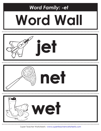 New Word Wall: -et Words Worksheet New Word Wall: -et Words Worksheet