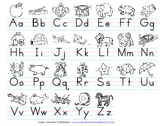 Alphabet Chart (Black & White) Worksheet