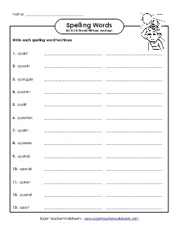 Write Twice (D-30) Spelling D Worksheet