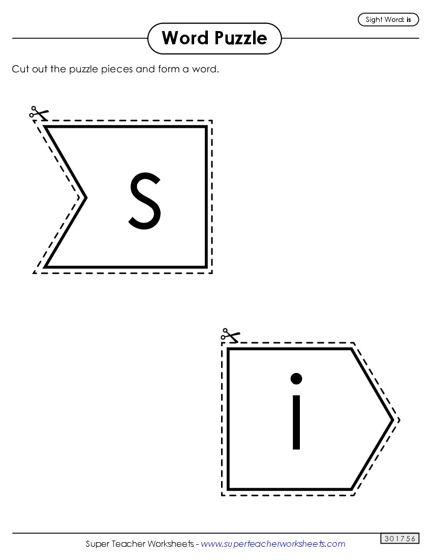 Word Puzzle: Is Sight Words Individual Worksheet