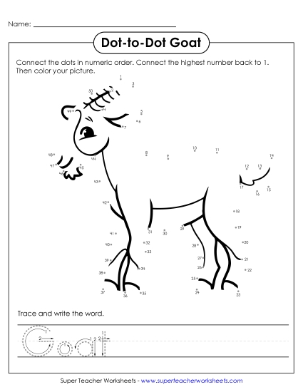New Count to 50 & Write: Goat Worksheet New Count to 50 & Write: Goat Worksheet