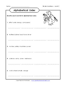 ABC Order Groups (C-Simple Machines Words)  Spelling C Worksheet