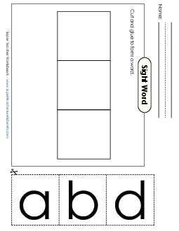 Large Cut-and-Glue: Bad Sight Words Individual Worksheet