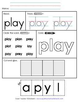 Worksheet 2: Play Sight Words Individual Worksheet