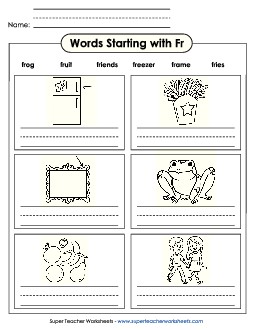 Writing Words that Start with FR Phonics Blends Worksheet