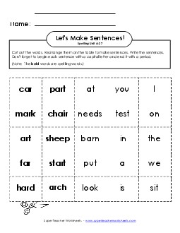 Let\'s Build Sentences (A-27) Spelling A Worksheet