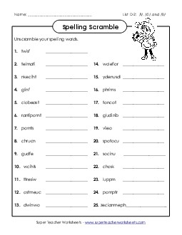 Unscramble the Words (D-2) Free Spelling D Worksheet