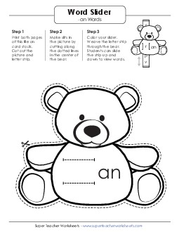 Word Slider (-an) Word Families Worksheet