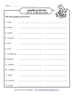 Write Twice (E-15) Spelling E Worksheet