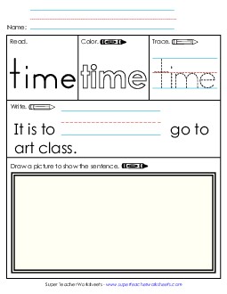 Worksheet 3: Time Sight Words Individual Worksheet