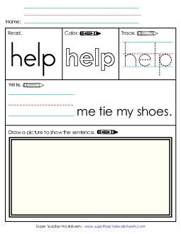 Worksheet 3: Help Sight Words Individual Worksheet