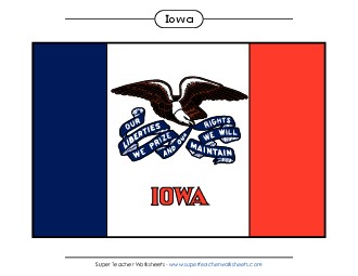 Iowa State Flag (Full-Color Version) States Individual Worksheet